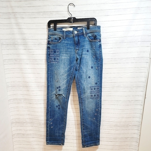 Anthropologie Denim - ANTHROPOLOGIE PILCRO & THE LETTERPRESS EMBROIDERED SLIM BOYFRIEND JEANS, SZ 25